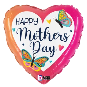 18" MOTHER'S DAY COLORFUL BUTTERFLIES MAX FLOAT HEART