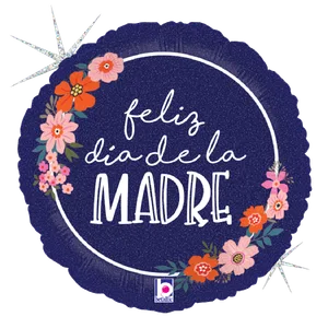 18" MEJOR MAMA FLORAL GLITTER HOLOGRAPHIC
