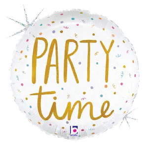 18" PARTY TIME CHAMPAGNE GLITTER HOLOGRAPHIC