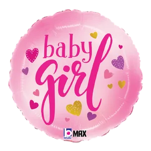 18" BABY GIRL PINK HEARTS MAX FLOAT