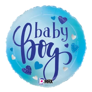 18" BABY BOY BLUE HEARTS MAX FLOAT