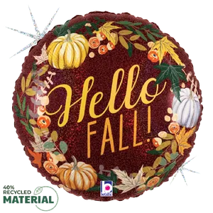 18" HELLO FALL WREATH GLITTER HOLOGRAPHIC