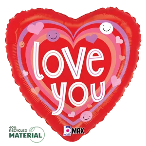 18" SMILEY LOVE HEARTS MAX FLOAT