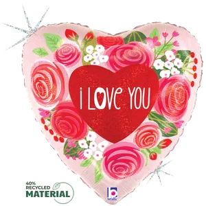 18" LOVE YOU ROSES GLITTER HOLOGRAPHIC
