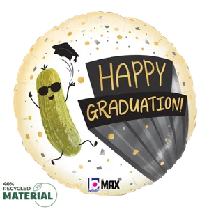 Graduation Pickle Party 18" MAX Float Round Balloon, Packaged