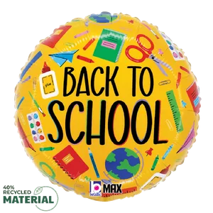 Back to School Supplies 18" MAX Float Round Balloon, Packaged