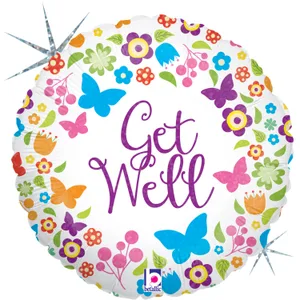 BUTTERFLIES & FLOWERS GET WELL HOLOGRAPHIC MINI