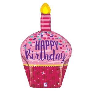 35" DIMENSIONALS BIRTHDAY SPARKLES CUPCAKE MULTI-SIDED SHAPE
