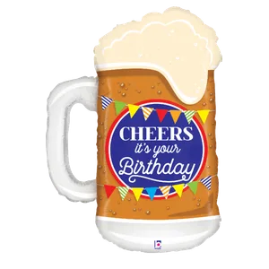 34" CHEERS BIRTHDAY BEER CLEAR SHAPE