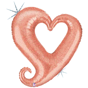 37" CHAIN OF HEARTS ROSE GOLD HOLOGRAPHIC SHAPE 