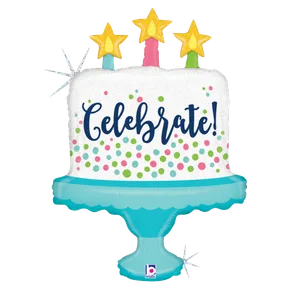 33" CELEBRATE CAKE HOLOGRAPHIC SHAPE