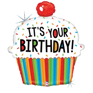 31" IT'S YOUR BIRTHDAY CUPCAKE HOLOGRAPHIC SHAPE