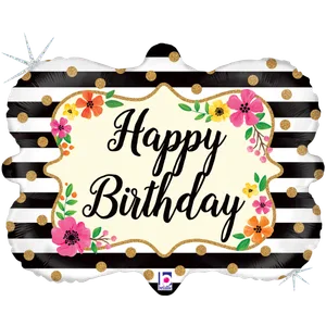 30" FLORAL FRAME BIRTHDAY GLITTER HOLOGRAPHIC