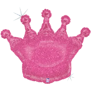 36" GLITTERING CROWN PINK SHAPE