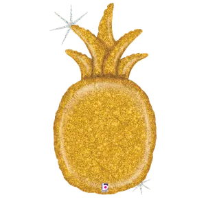35" GOLD GLITTER PINEAPPLE GLITTER HOLOGRAPHIC
