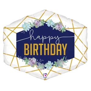 30" GEO NAVY BIRTHDAY SHAPE