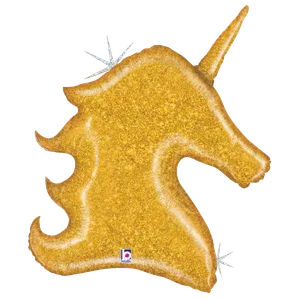 38" GOLD GLITTER UNICORN HOLOGRAPHIC SHAPE