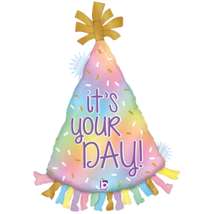 34" OPAL PARTY HAT HOLOGRAPHIC SHAPE