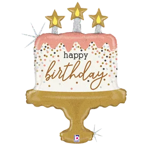 33" BIRTHDAY CAKE CONFETTI HOLOGRAPHIC SHAPE