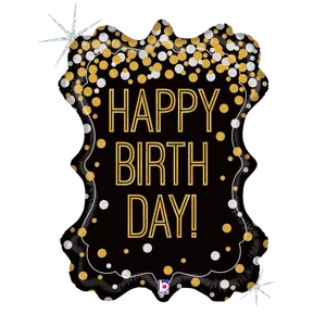 34" METALLIC BIRTHDAY FRAME HOLOGRAPHIC SHAPE