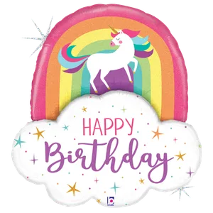 35" UNICORN RAINBOW BIRTHDAY HOLOGRAPHIC SHAPE