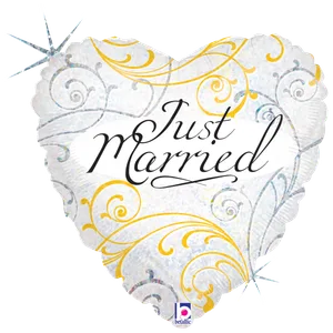 18" JUST MARRIED FILIGREE HOLOGRAPHIC 