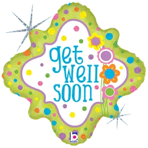 18" FLOWERS & DOTS GET WELL SOON DIAMOND HOLOGRAPHIC