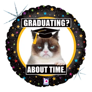 18" GRUMPY CAT GRADUATION HOLOGRAPHIC