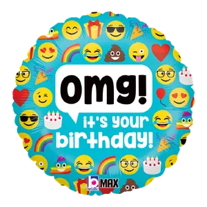 18" EMOJI OMG BIRTHDAY MAX FLOAT ROUND
