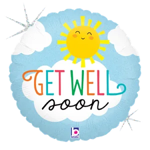 18" GET WELL SOON SUN GLITTER HOLOGRAPHIC