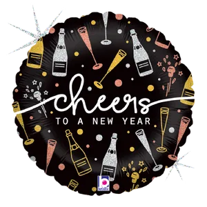 18" NEW YEAR CHEERS GLITTER HOLOGRAPHIC