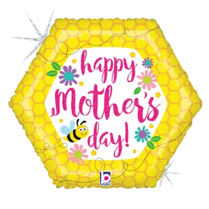 18" MOTHER'S DAY BEE & FLOWERS GLITTER HOLOGRAPHIC 