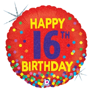 18" 16TH BIRTHDAY CONFETTI HOLOGRAPHIC