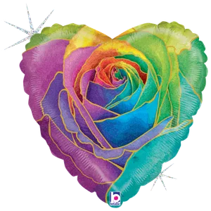 18" RAINBOW ROSE HOLOGRAPHIC