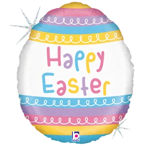 18" PASTEL STRIPES EASTER EGG HOLOGRAPHIC