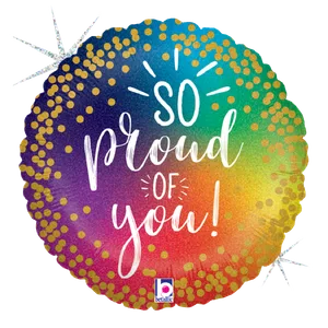 18" SO PROUD RAINBOW GLITTER HOLOGRAPHIC 
