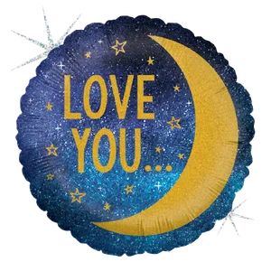 18" MOON AND BACK HOLOGRAPHIC