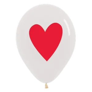 11" RED HEART ON CLEAR