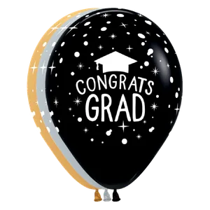 11" CONGRATS GRAD ALL OVER ASSORTMENT