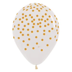 11" GOLD CONFETTI ON CLEAR