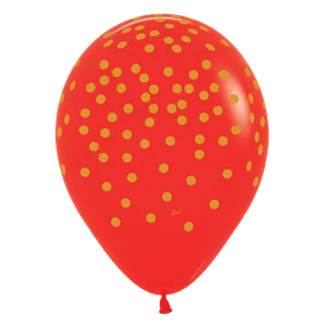 11" GOLD CONFETTI RED AROUND 