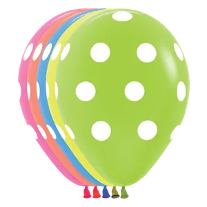 11" NEON LATEX POLKA DOTS AROUND