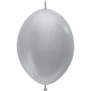 6" METALLIC SILVER LINK-O-LOON - 50 CT