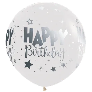 24" HAPPY BIRTHDAY FANTASY CRYSTAL CLEAR