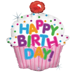 31" HAPPY BIRTHDAY CUPCAKE HOLOGRAPHIC SHAPE UNPACKAGED
