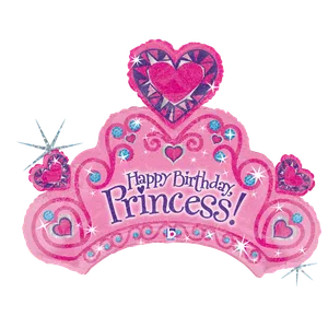 34" BIRTHDAY PRINCESS HOLOGRAPHIC HELIUM SHAPE UNPACKAGED