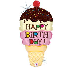 33" ICE CREAM BIRTHDAY HOLOGRAPHIC SHAPE