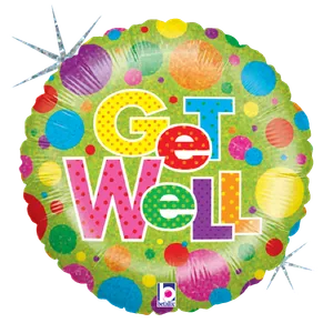 18" LOTS A DOTS GET WELL HOLOGRAPHIC