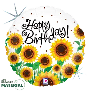 18" SUNNY SUNFLOWERS BIRTHDAY HOLOGRAPHIC