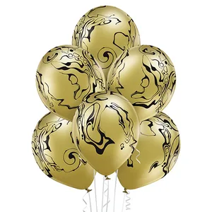 12" BELBAL MARBLE BLACK INK GLOSSY GOLD